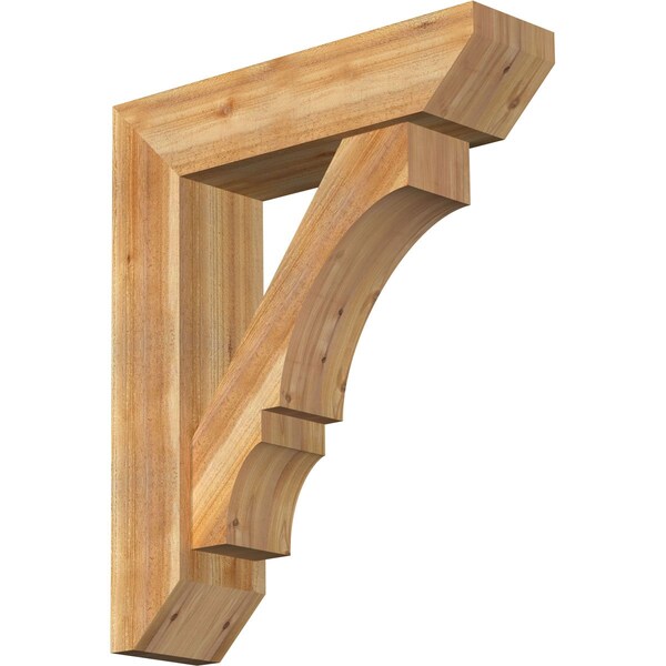 Ekena Millwork Balboa Slat Rough Sawn Bracket w/ Offset Brace, Western Red Cedar, 8"W x 30"D x 36"H BKT0806X30X36BOA06RWR - main